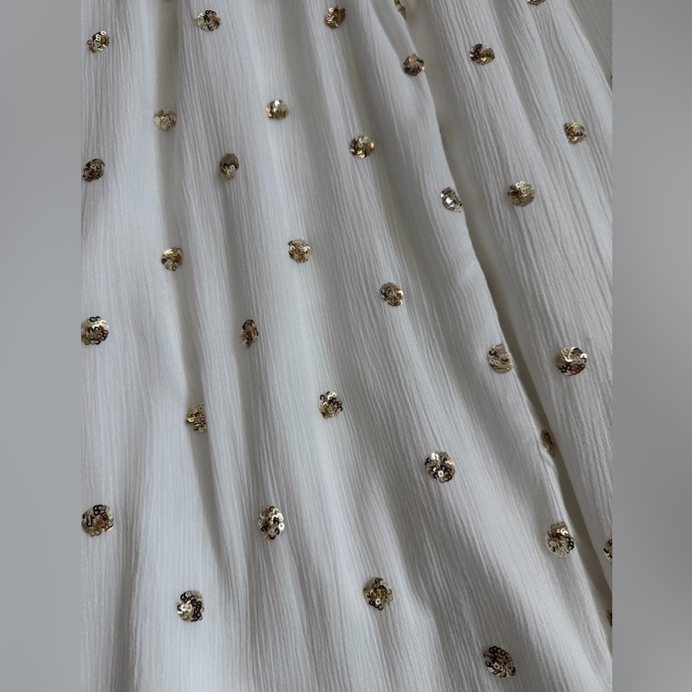 Boston Proper Sequin Polka Dot Maxi in White/Gold XL - Picture 5 of 6